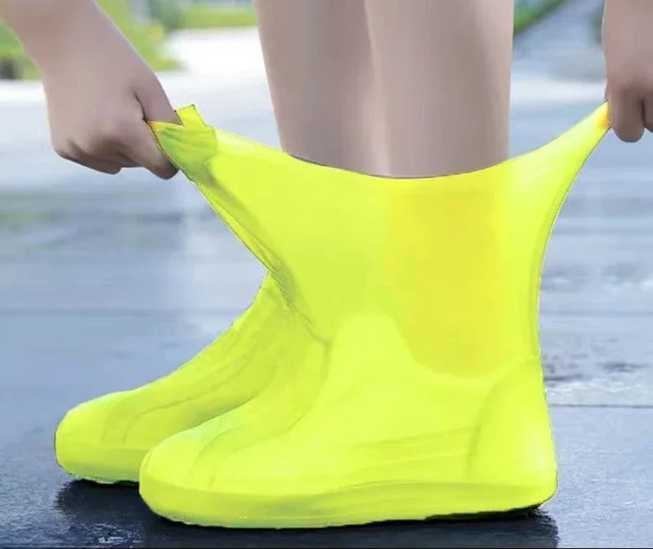 1 Pair Silicone Waterproof Shoe Covers Lip-Resistant Rubber Rain Boot Rain Gear Overshoes Accessories for Outdoor Rainy Day