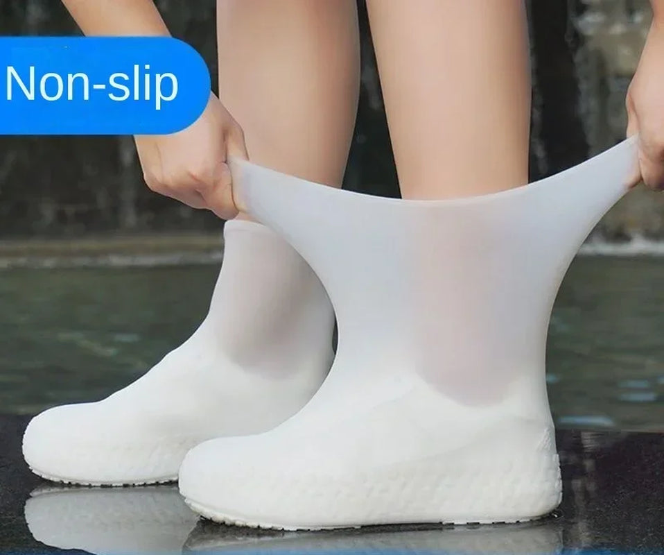 1 Pair Silicone Waterproof Shoe Covers Lip-Resistant Rubber Rain Boot Rain Gear Overshoes Accessories for Outdoor Rainy Day