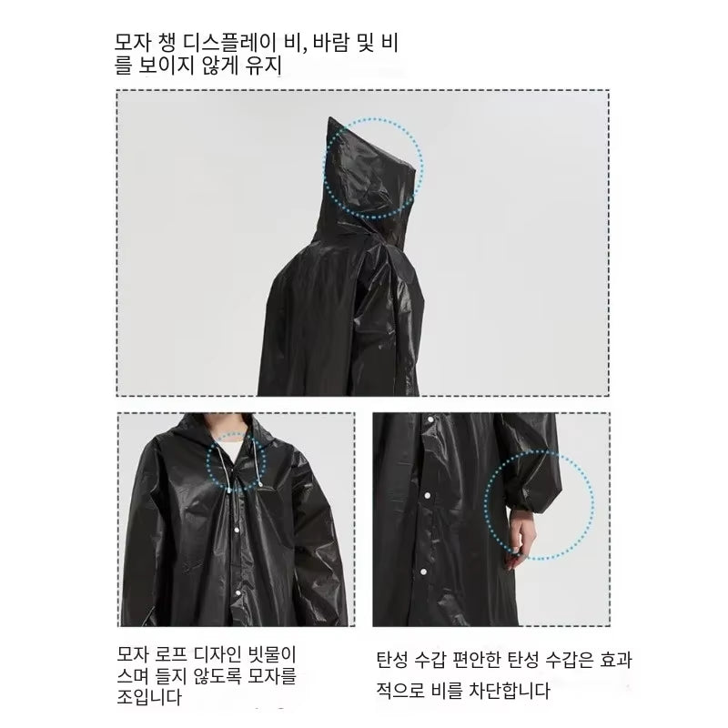 High Quality 1Piece 145*68CM EVA Unisex Raincoat Thickened Raincoat Women Waterproof Men Black Camping Waterproof Rainwear Suit