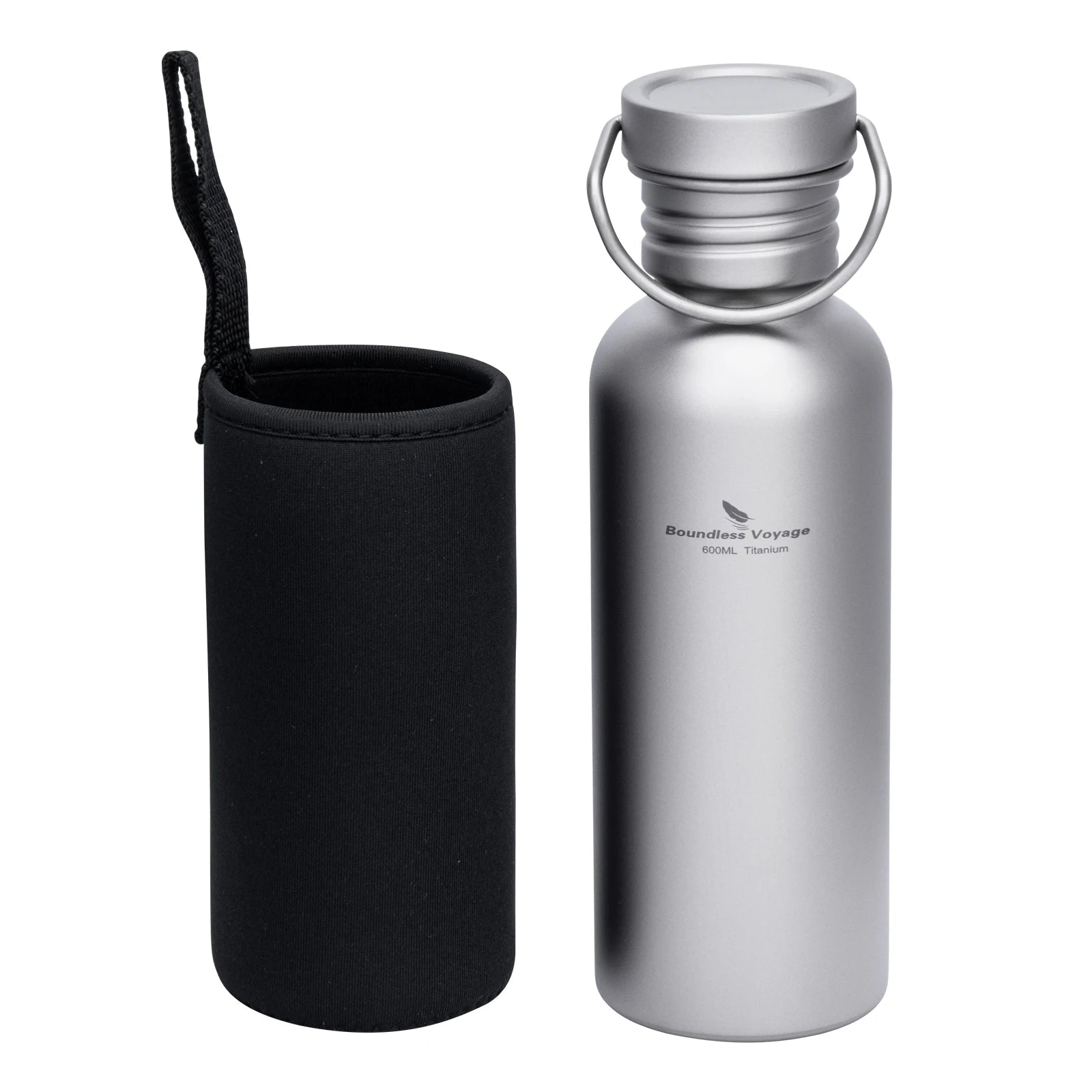 Wide Mouth Titanium Water Bottle Reusable Sport Drinking Bottle for Camping Hiking Picnic Climbing Running