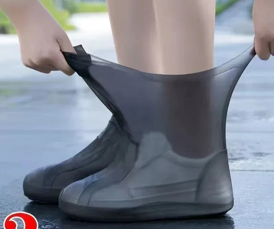 1 Pair Silicone Waterproof Shoe Covers Lip-Resistant Rubber Rain Boot Rain Gear Overshoes Accessories for Outdoor Rainy Day