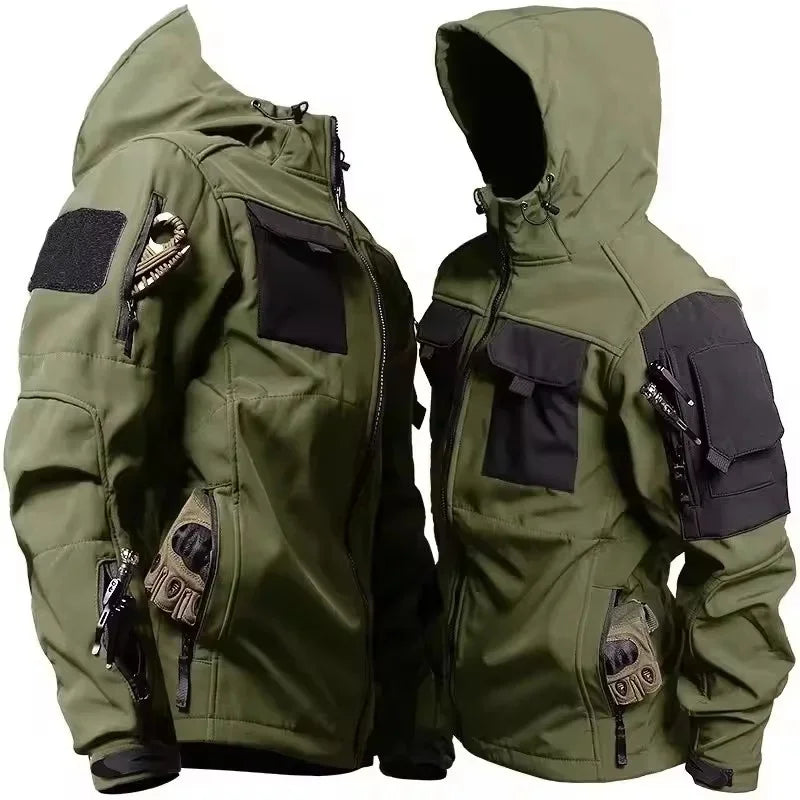 New Autumn Wintertactical Jackets Men Military Soft Shell Waterproof Windproof Hooded Jacket Outdoor Functional Multi-Pockets