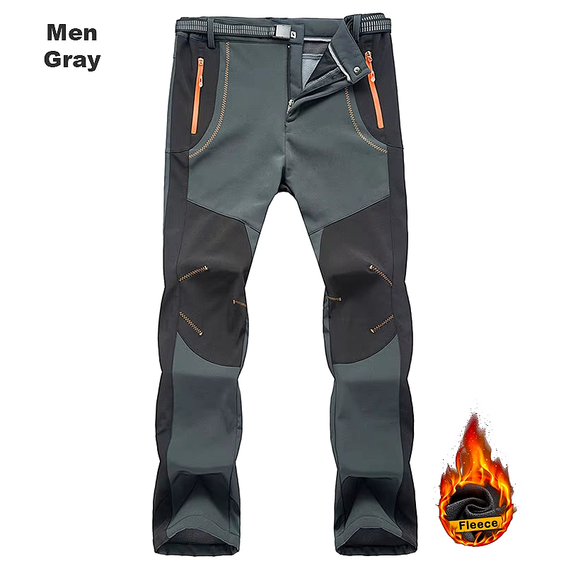 Thick Warm Fleece Hiking Pants Men Winter Waterproof Windproof Outdoor Soft Shell Rain Trousers Trekking Camping Ski Pants
