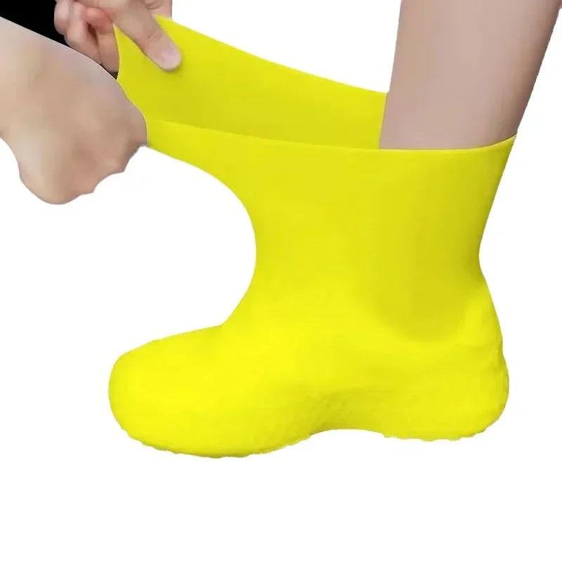 1 Pair Silicone Waterproof Shoe Covers Lip-Resistant Rubber Rain Boot Rain Gear Overshoes Accessories for Outdoor Rainy Day