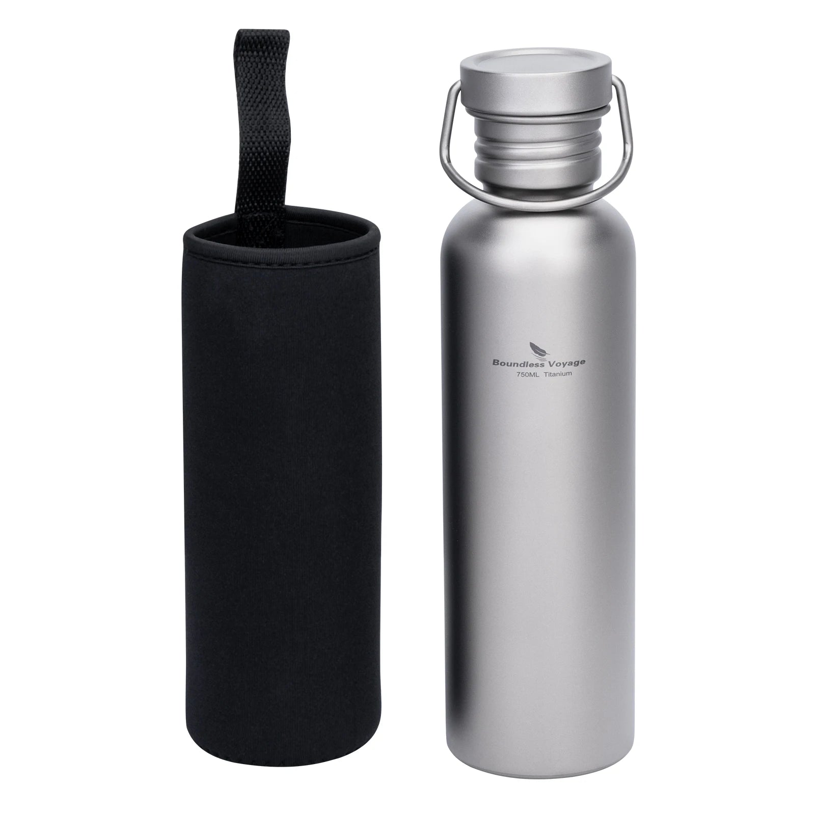 Wide Mouth Titanium Water Bottle Reusable Sport Drinking Bottle for Camping Hiking Picnic Climbing Running