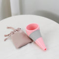 Compact reusable silicone women's travel urinal with carry pouch
